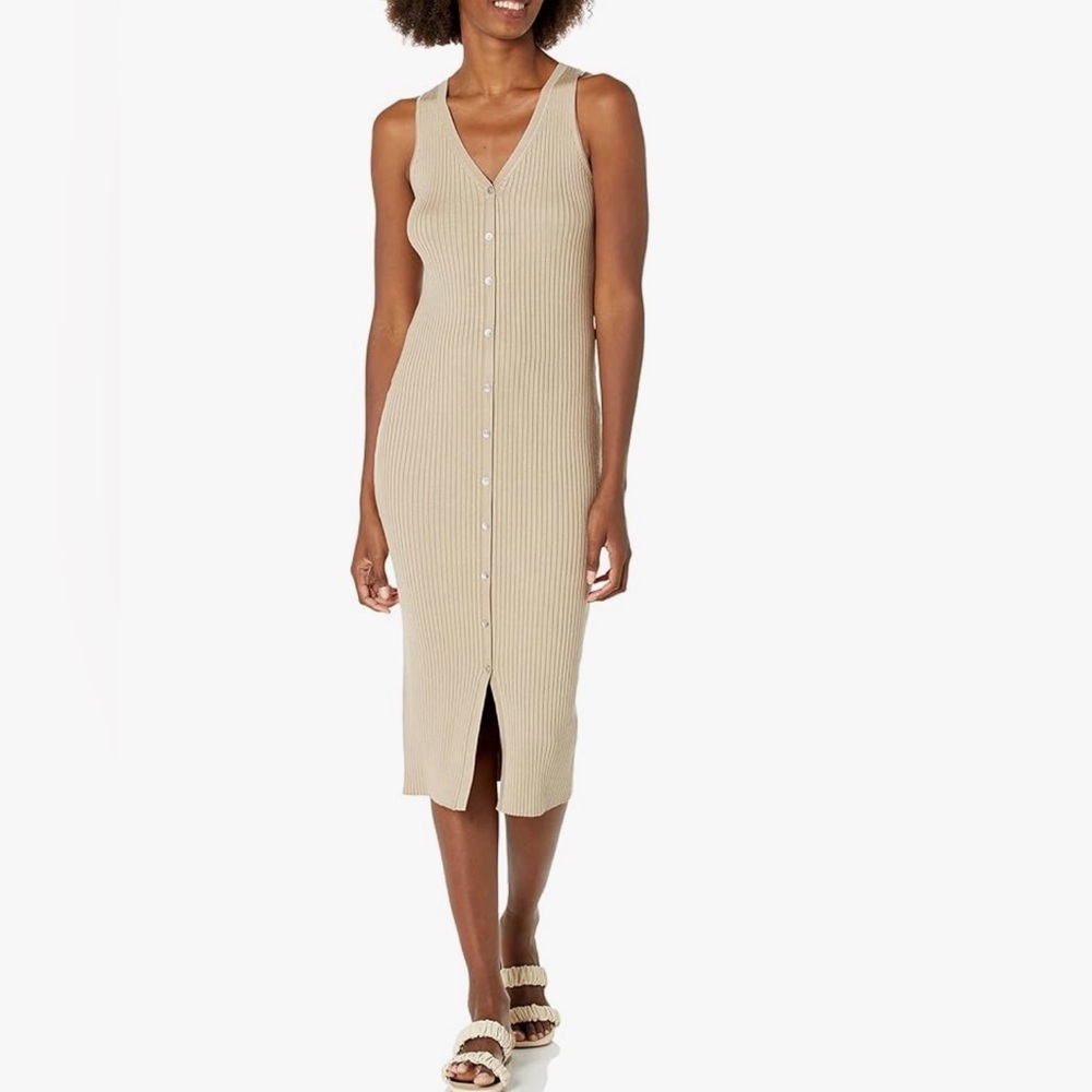 Calvin Klein Cream Ribbed Maxi Dress